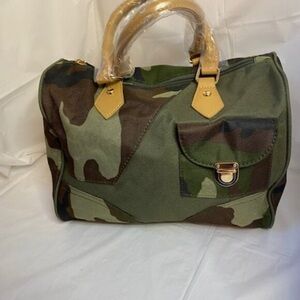 Camouflage Tote Bag with Tan Accents